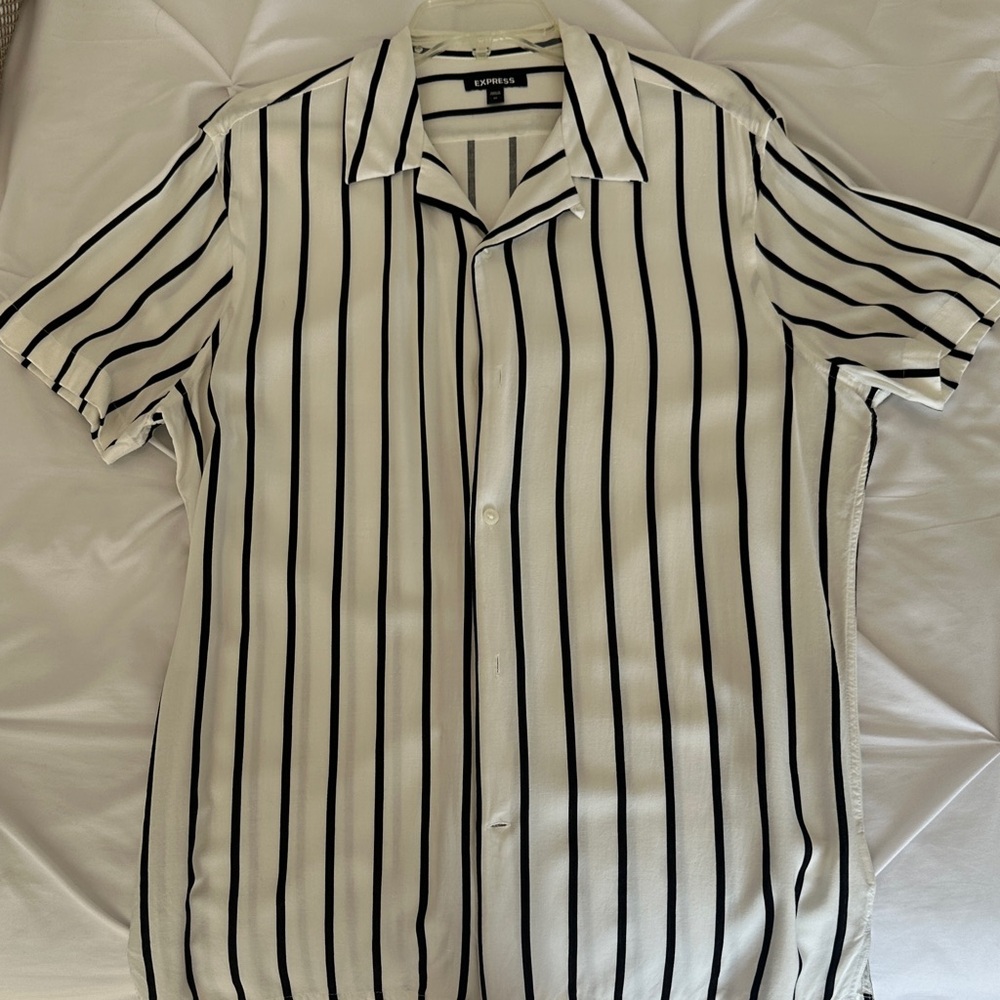 Express Black and White Striped Men's Shirt